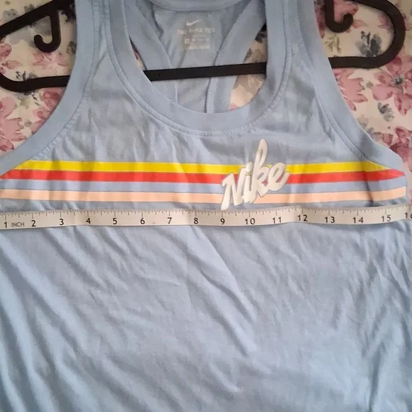 Nike Light Blue Tank Top with Colorful Stripes - Picture 4 of 6